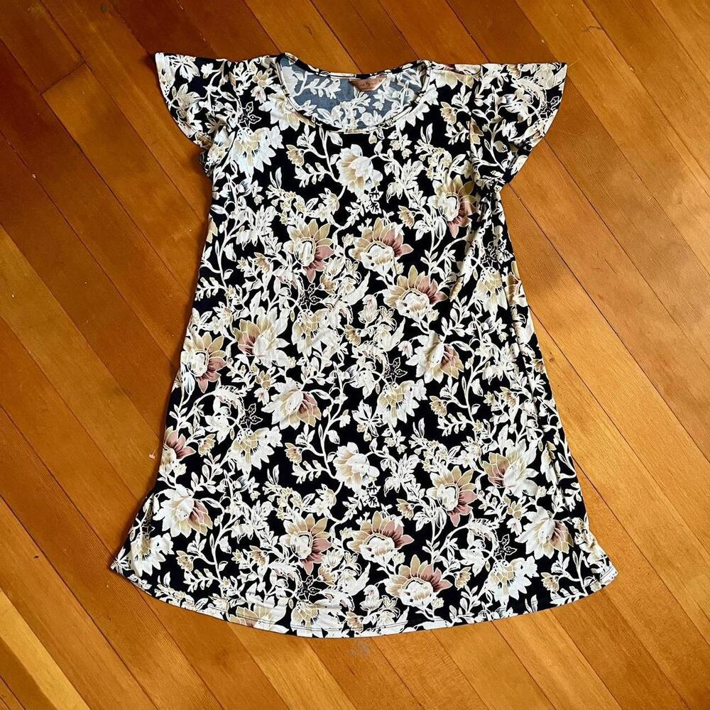 SJS Vintage 90s Floral Embossed Flowy Dress, Size Meidium